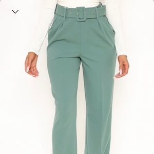 (NWT) FashionNova Celine Belted Wide Leg Pant - Sage